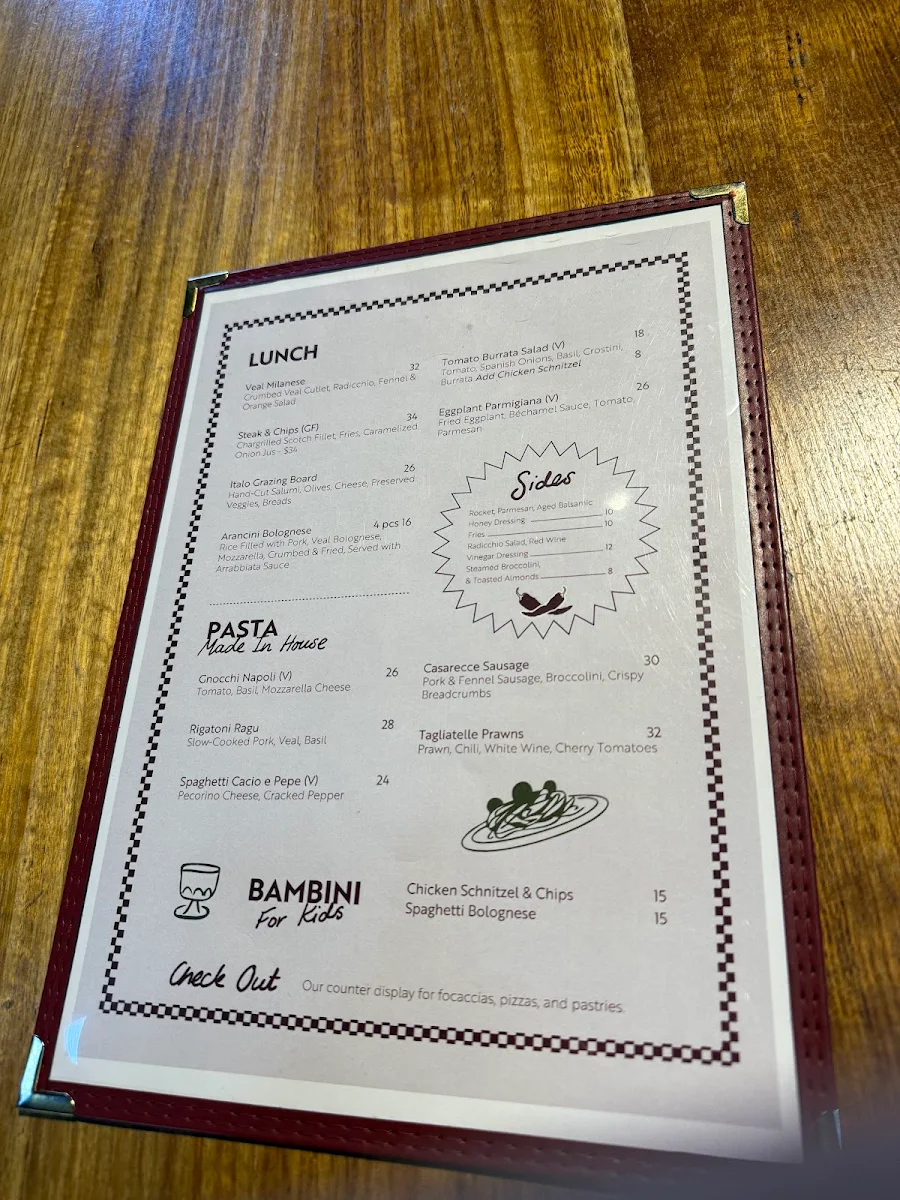 Menu, Italo Bowral