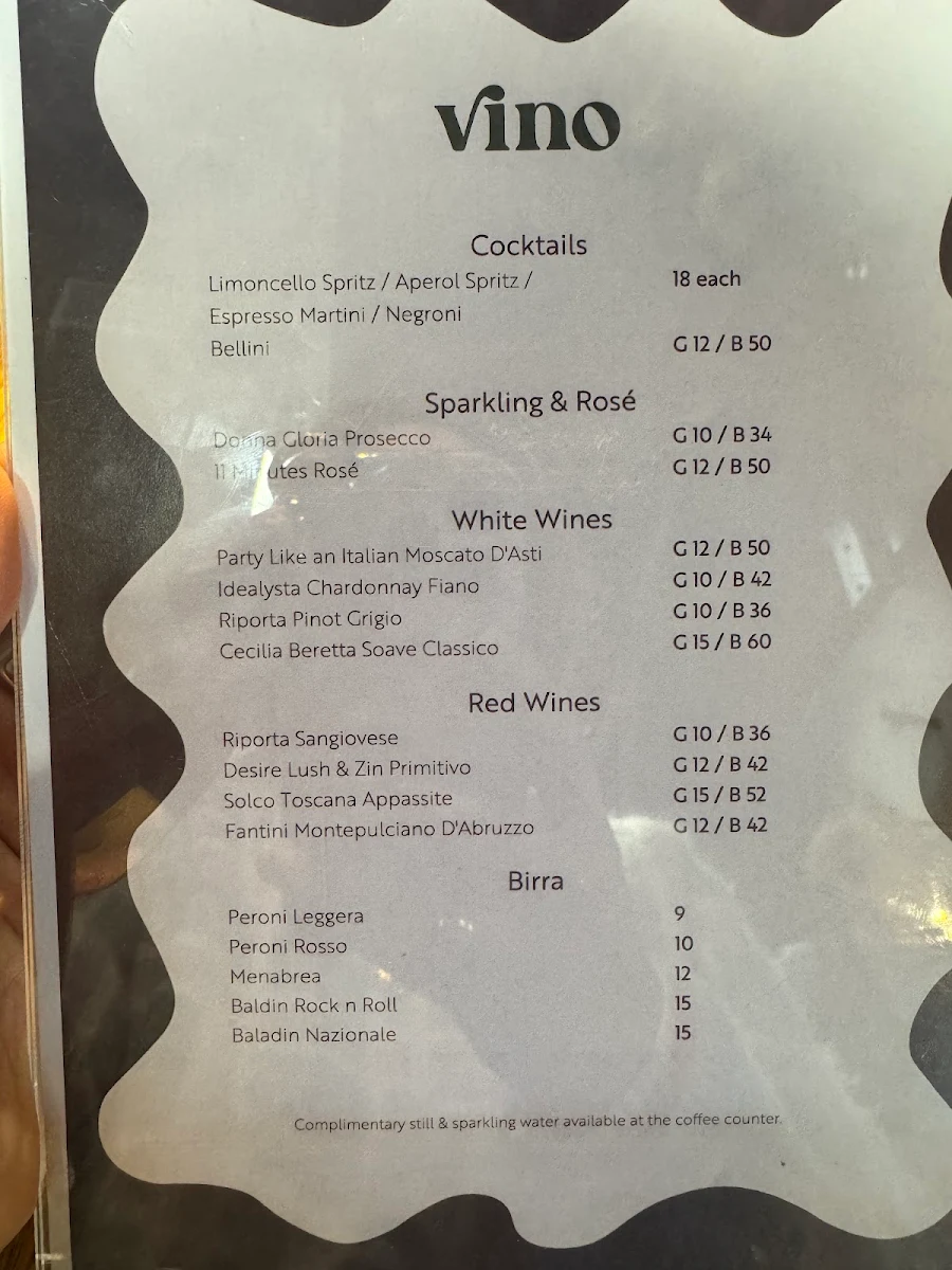 Menu, Italo Bowral