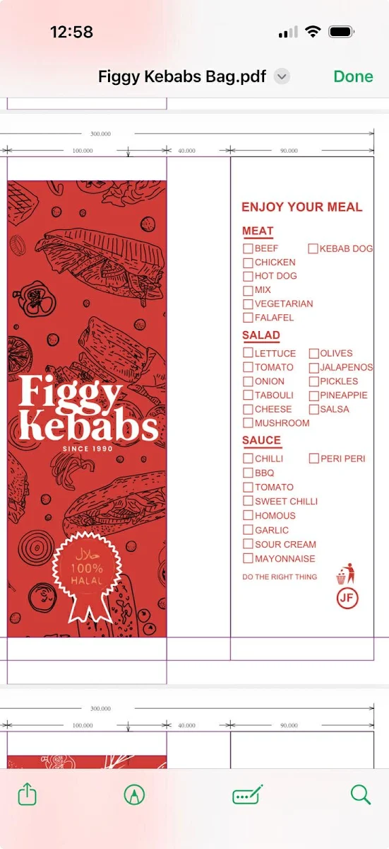 Menu, Figgy Kebab Figtree