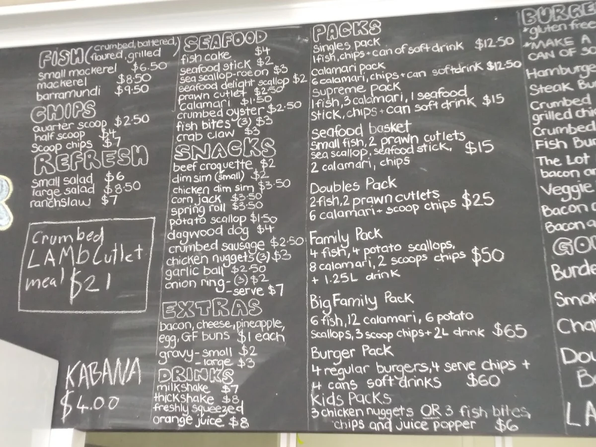 Menu, Fish and Burger Bar Ayr