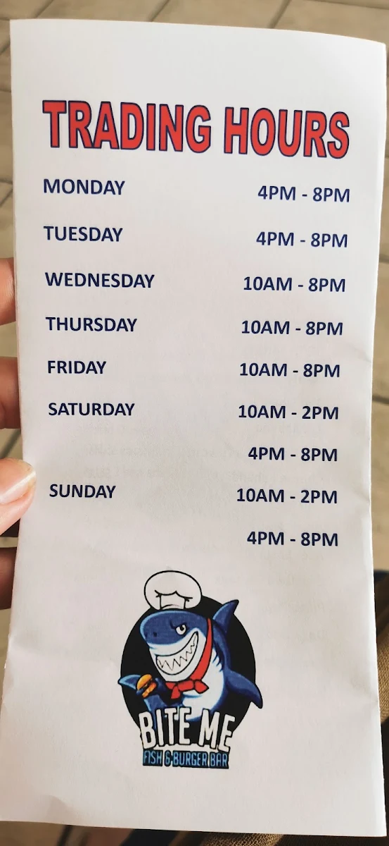 Menu, Fish and Burger Bar Ayr