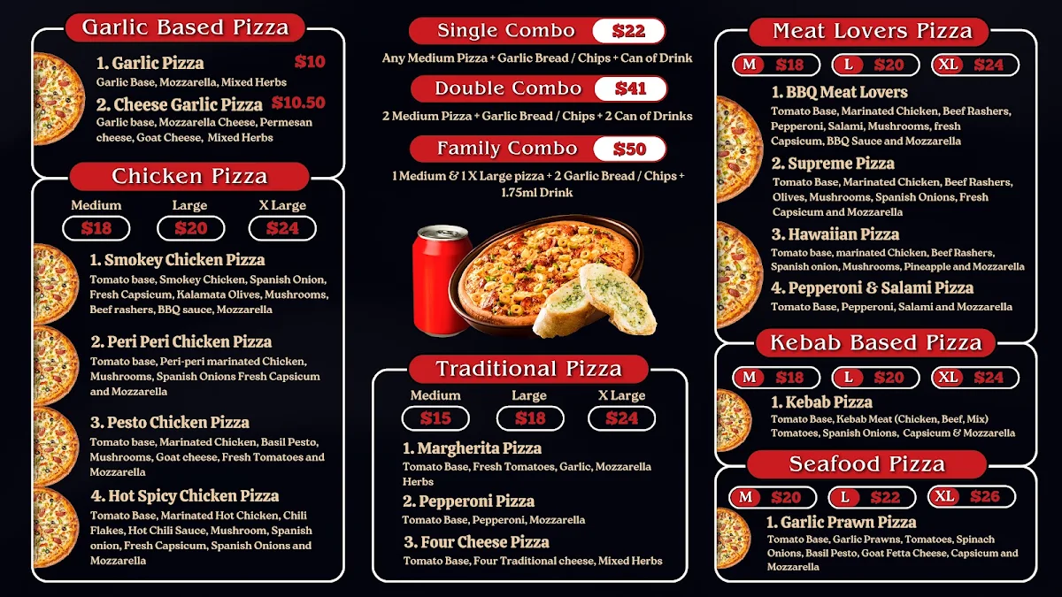 Menu, Dulwich Hill Kebab pizza pide house