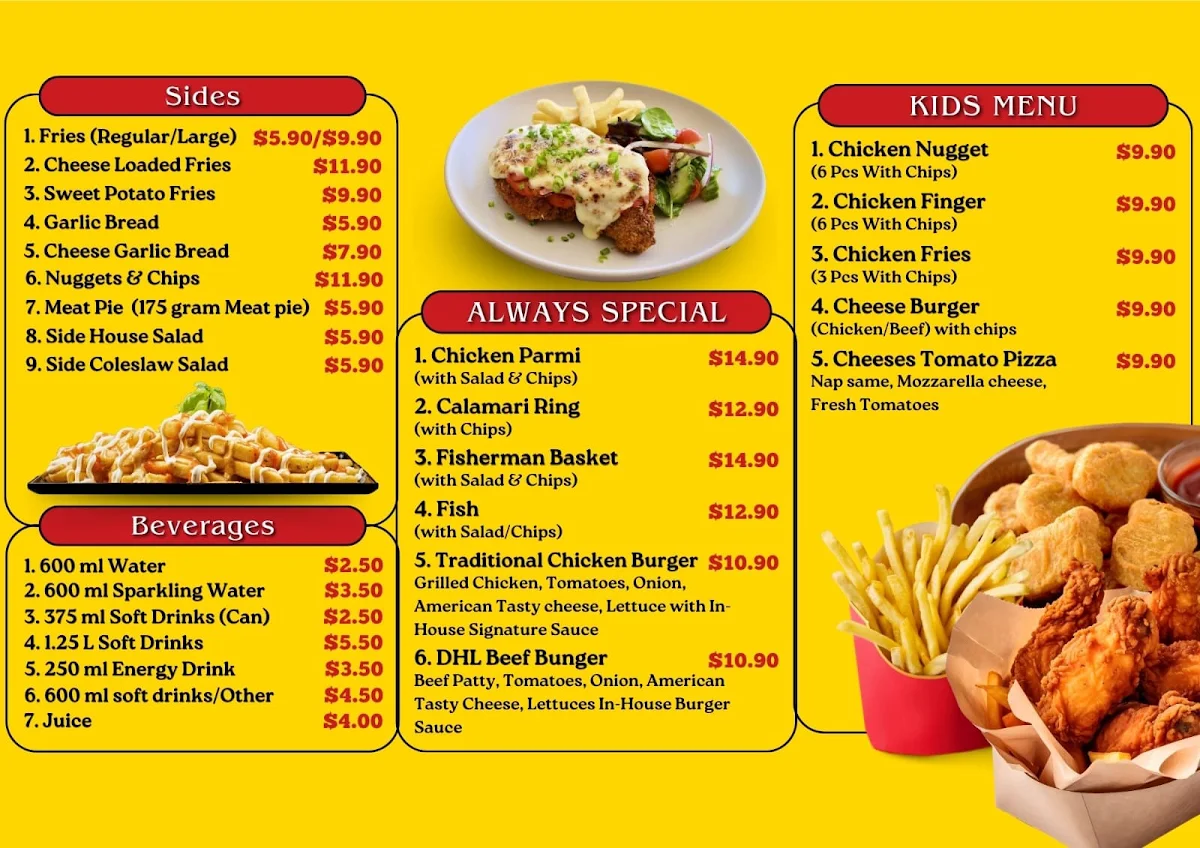 Menu, Dulwich Hill Kebab pizza pide house