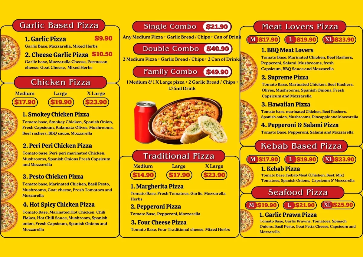 Menu, Dulwich Hill Kebab pizza pide house