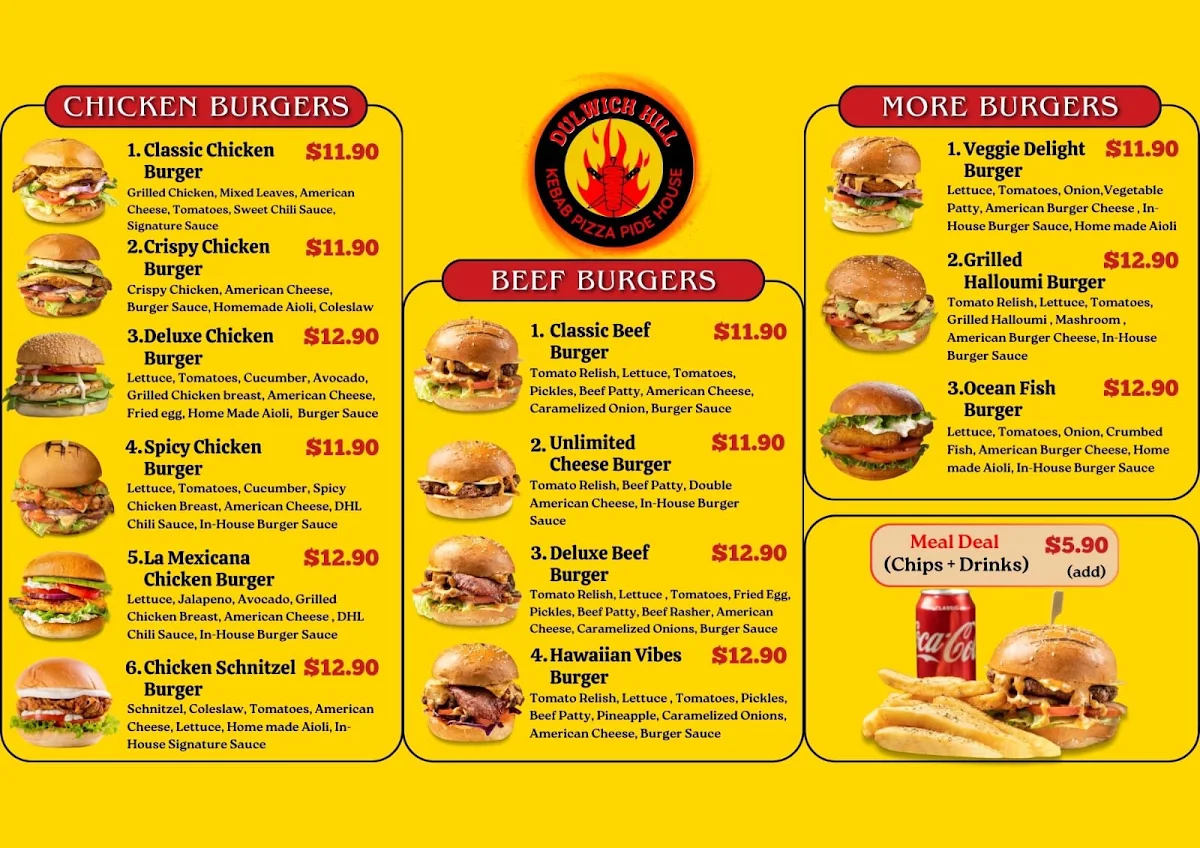 Menu, Dulwich Hill Kebab pizza pide house