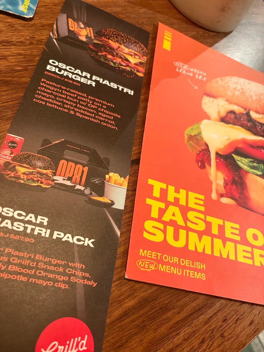 Menu, Grill'd Burgers - Croydon