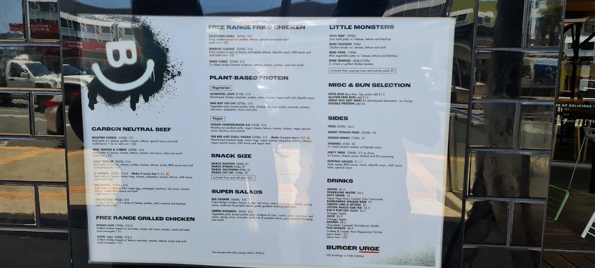 Menu, Burger Urge (Mackay)