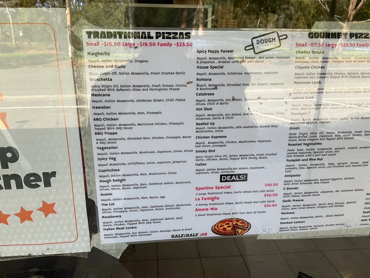 Menu, Dough Pizzeria & Pasta Ashwood
