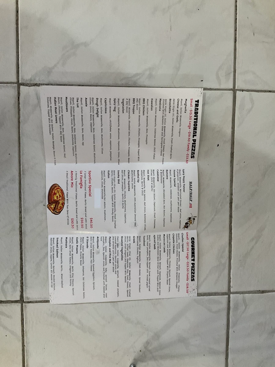 Menu, Dough Pizzeria & Pasta Ashwood