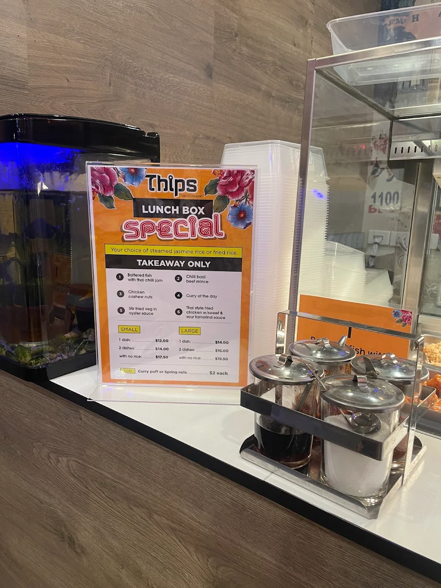 Menu, Thip's Thai Takeaway