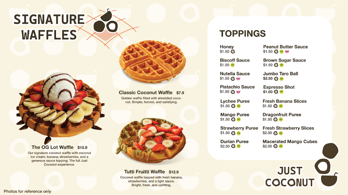 Menu, Just Coconut Westfield