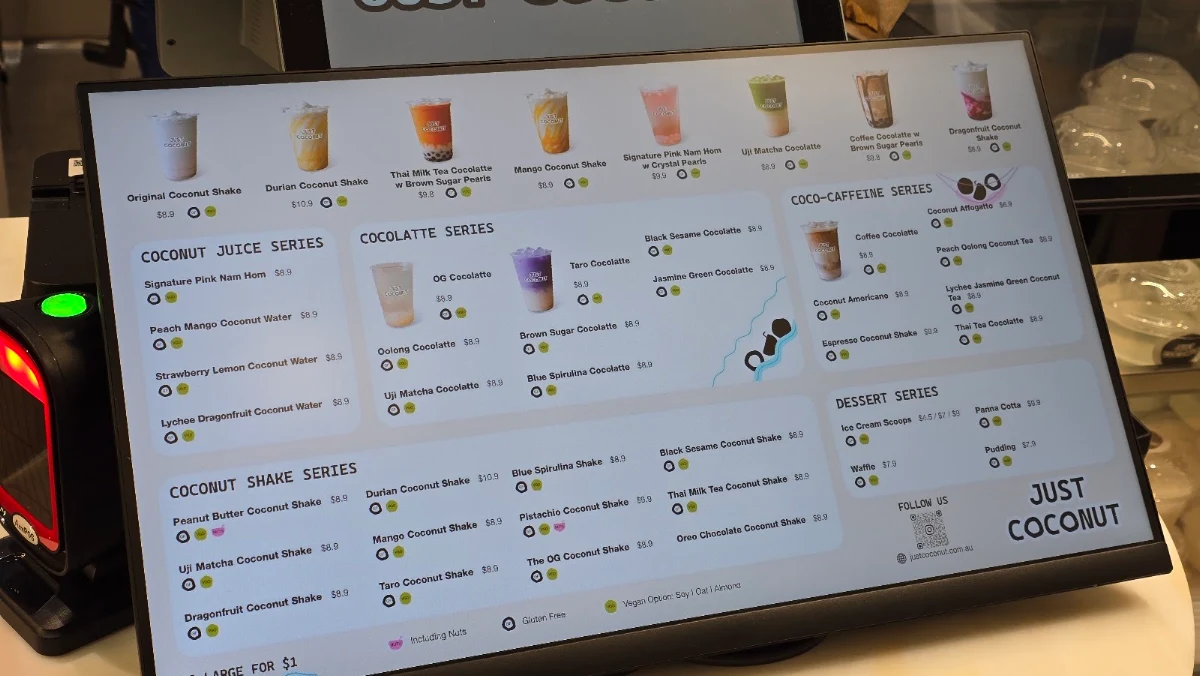 Menu, Just Coconut Westfield