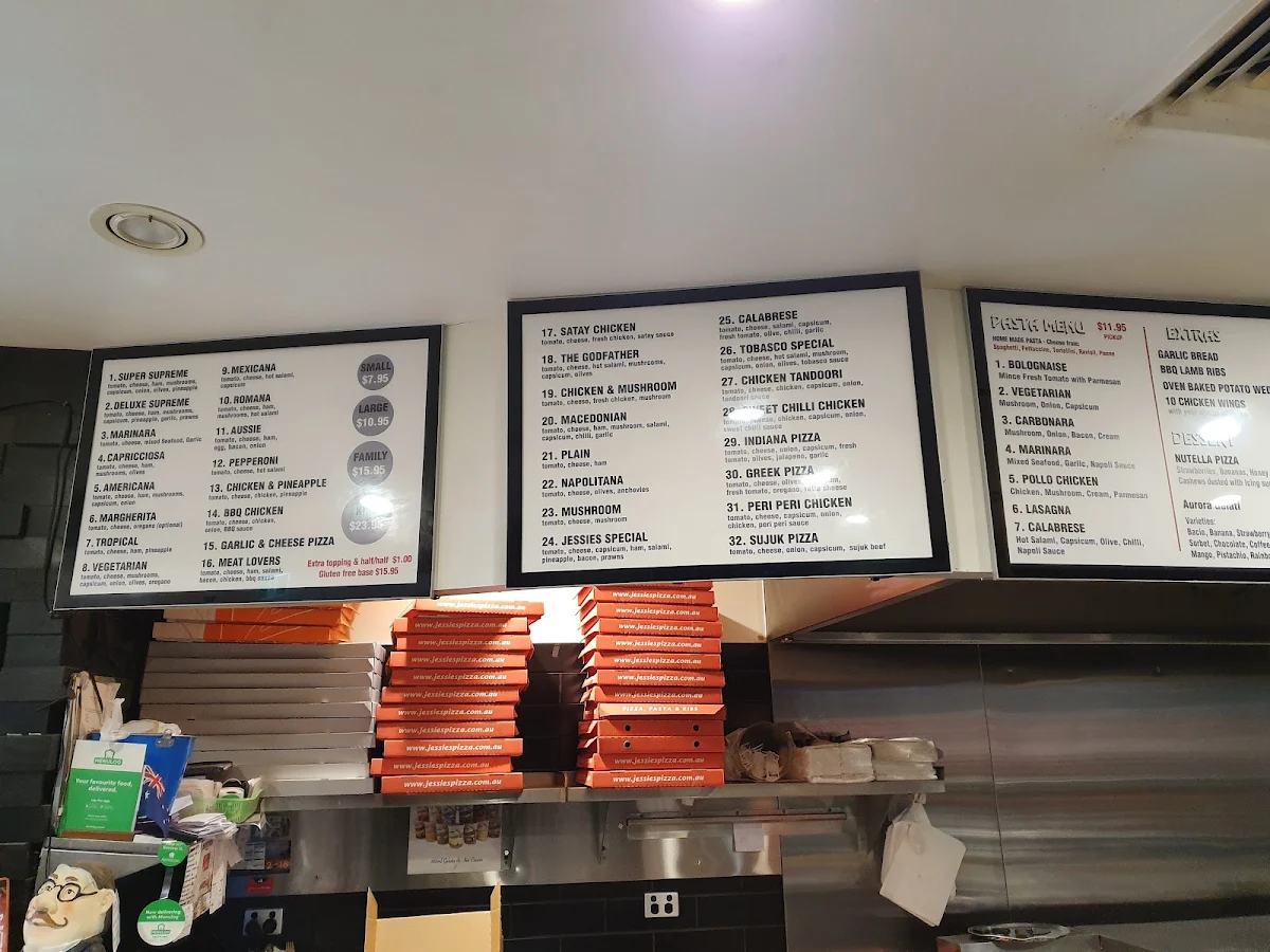 Menu, Jessie's Pizza Greenvale