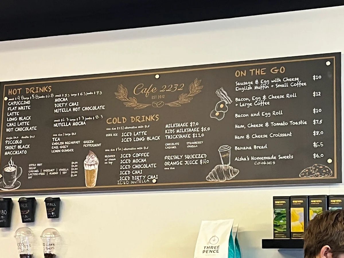 Menu, Cafe 2232 Loftus