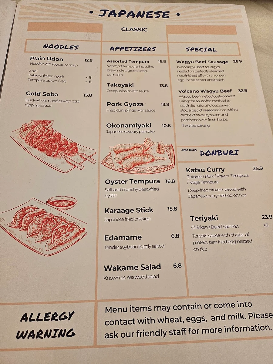 Menu, Tokyo Cloud