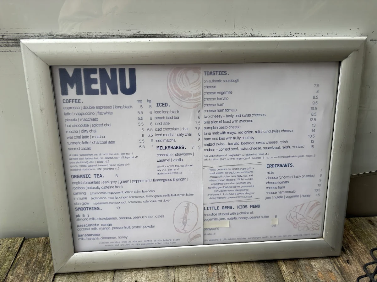 Menu, Little Gem Cafe