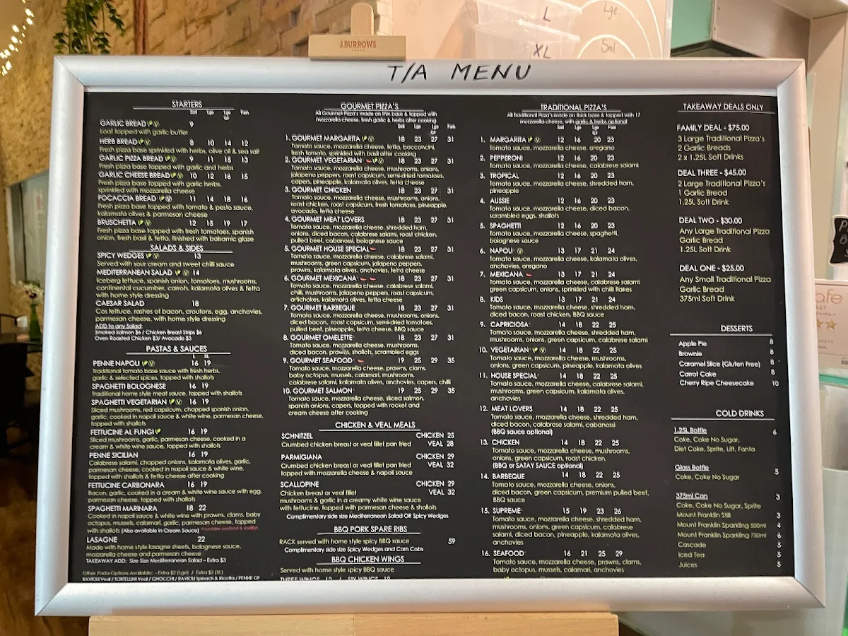 Menu, Milanos Pizza Bar