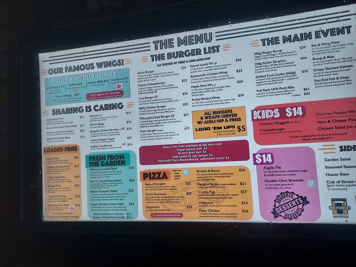 Menu, Goldbergs Coffee House