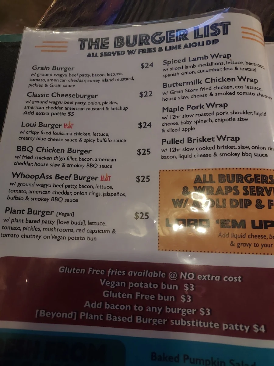 Menu, Goldbergs Coffee House