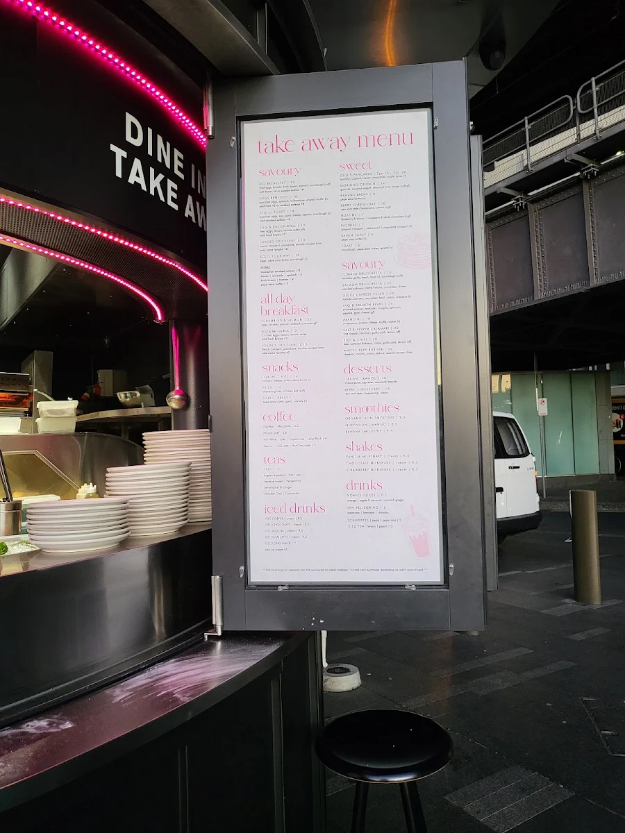 Menu, Caffe Gigi