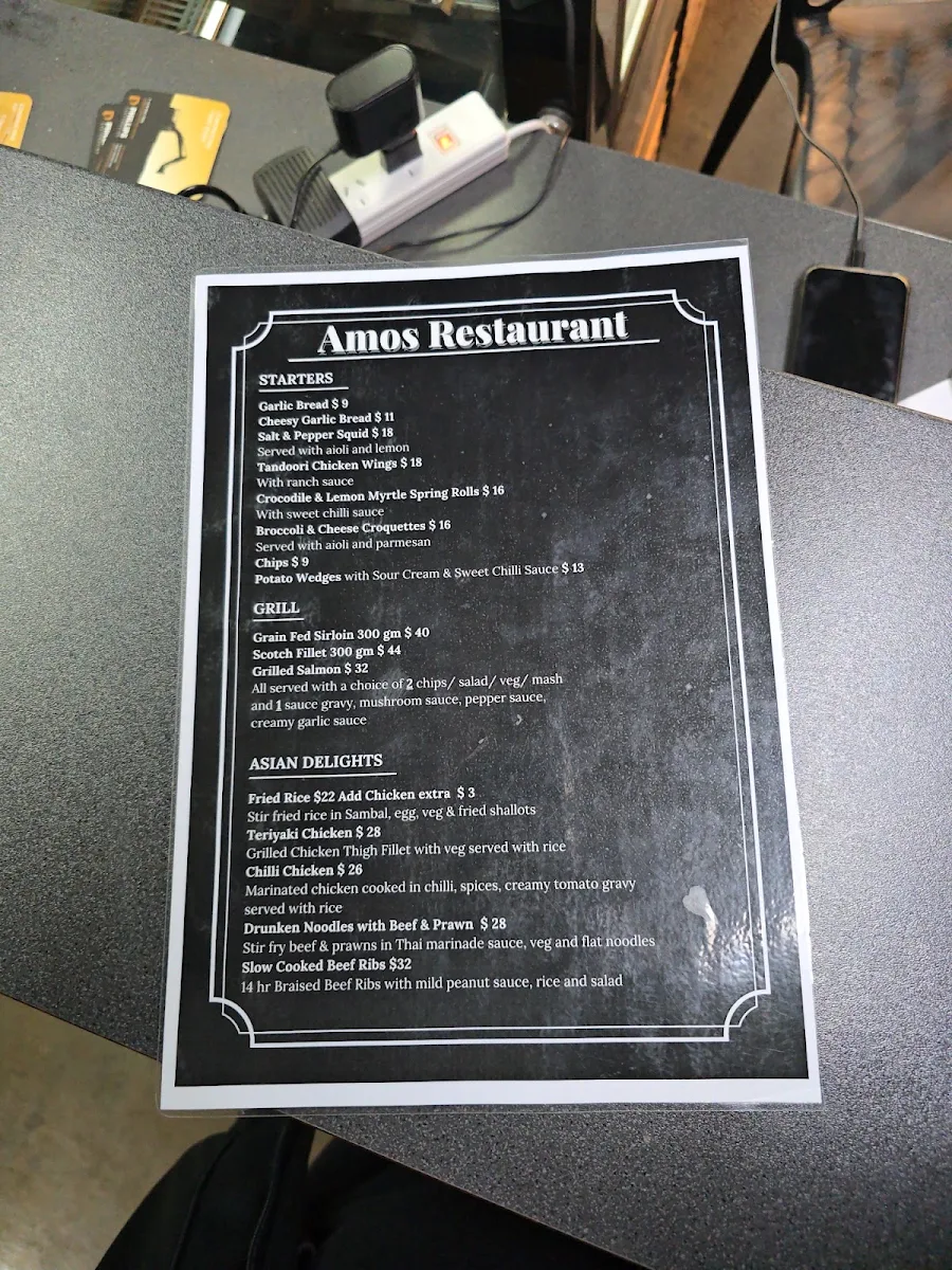Menu, Amos Restaurant @ Sporties Club