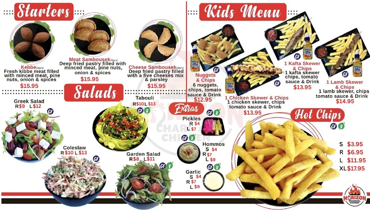 Menu, Horizon Charcoal Chicken