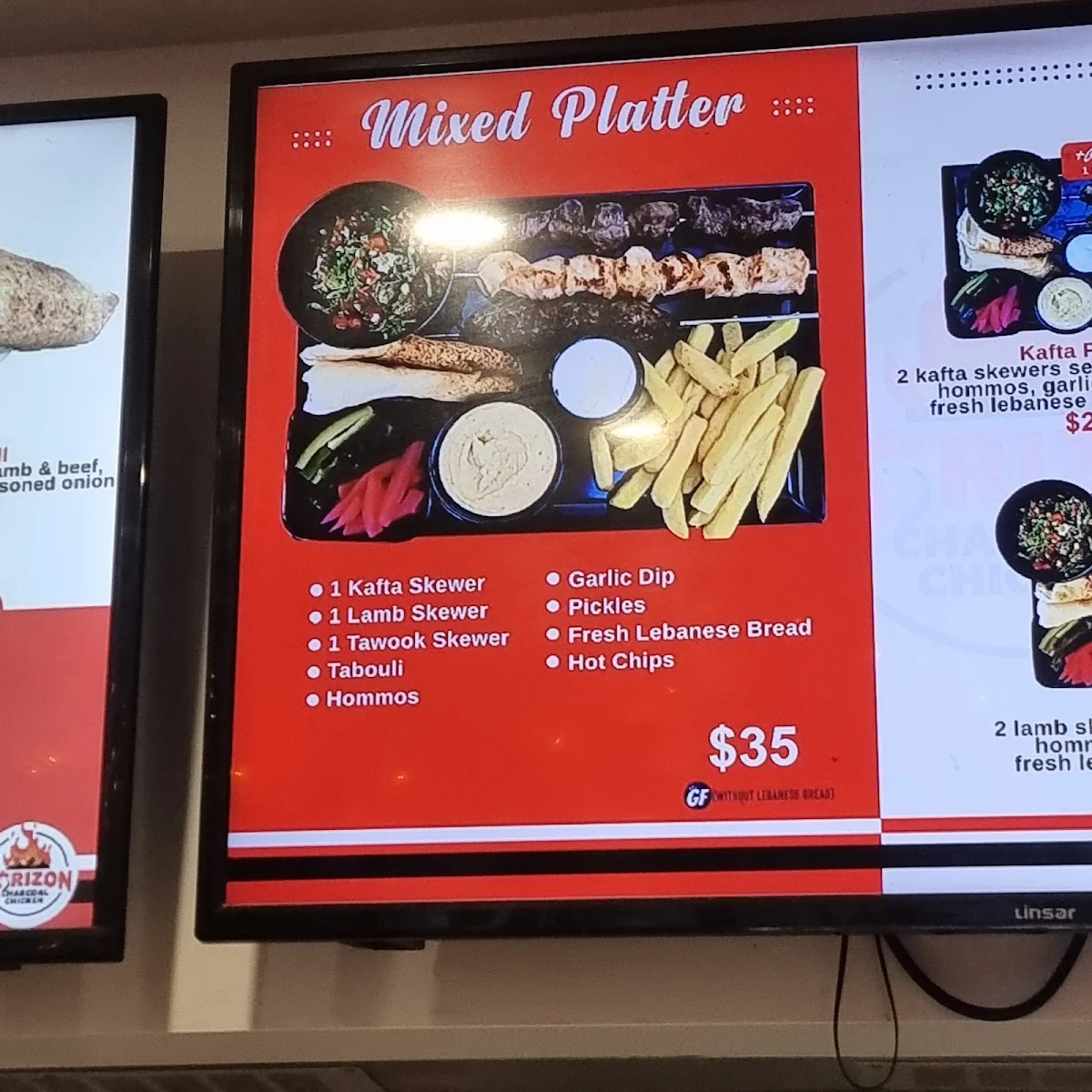 Menu, Horizon Charcoal Chicken