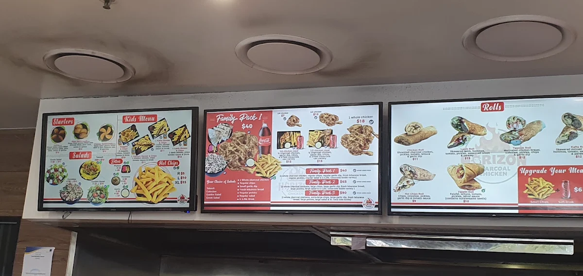 Menu, Horizon Charcoal Chicken