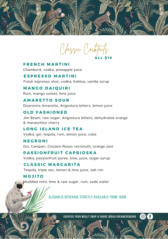 Menu, Daily Bean ED Square