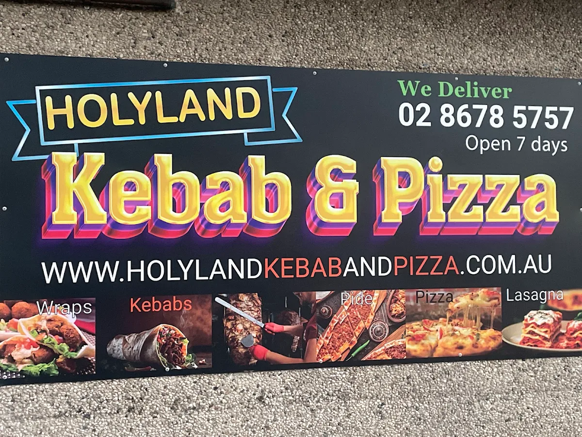 Menu, Holyland Kebab and Pizza