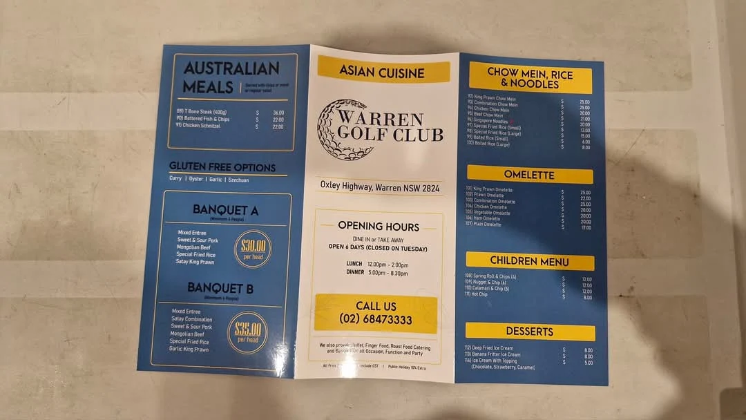 Menu, Gold Medal Chinese