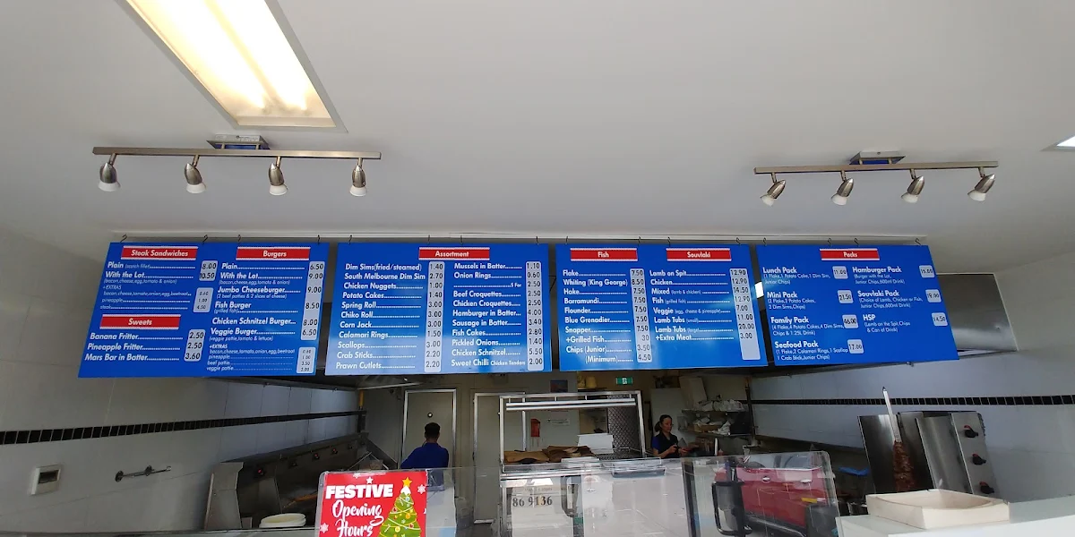 Menu, Gylls & Grylls Fish & Chippery Berwick