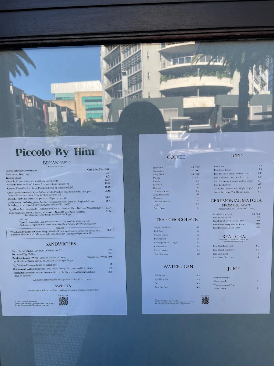 Menu, Piccolo By Him
