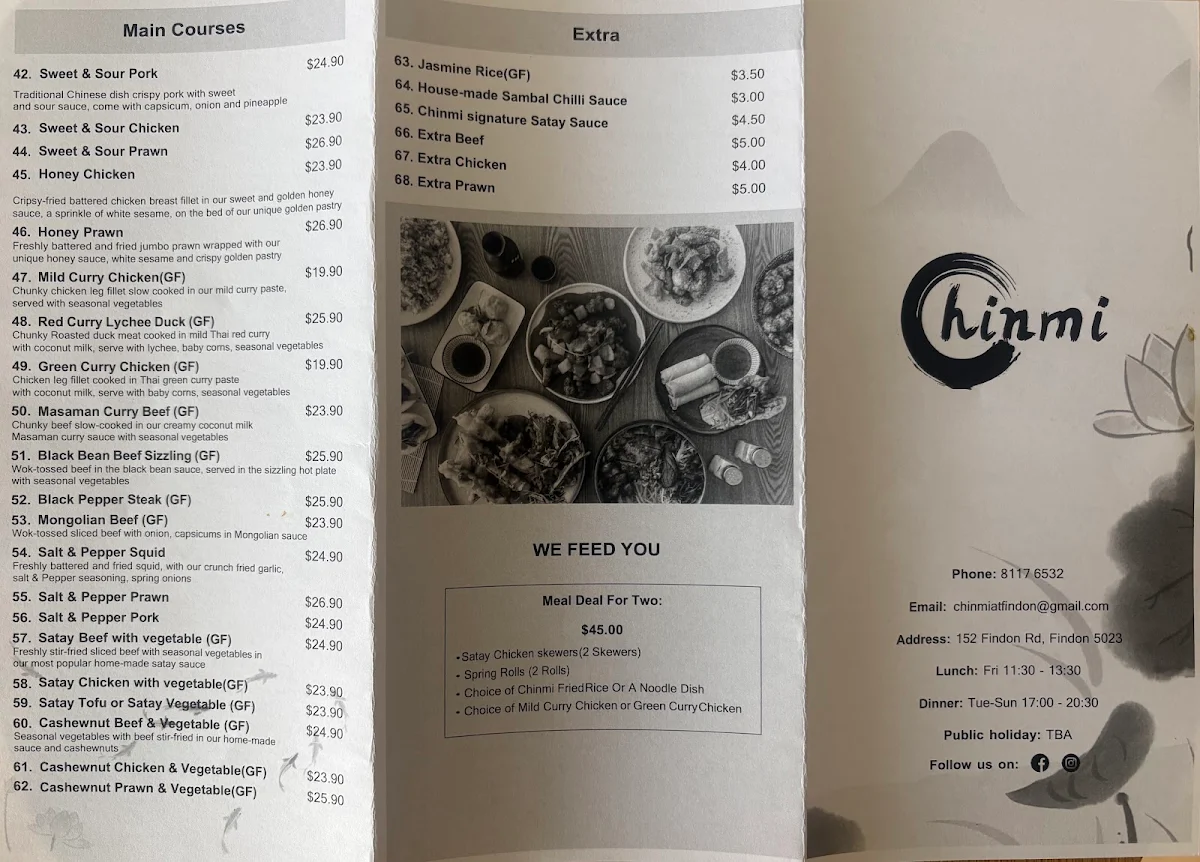 Menu, Chinmi