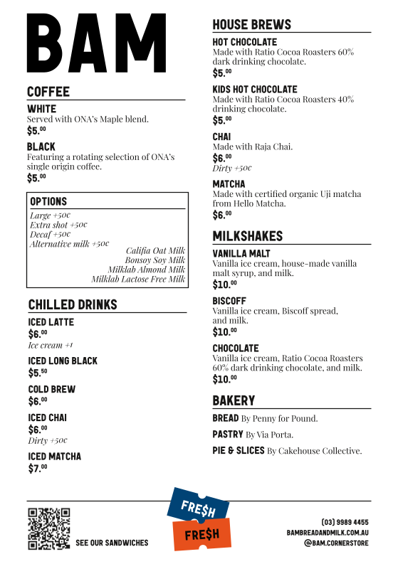 Menu, BAM