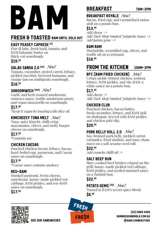 Menu, BAM