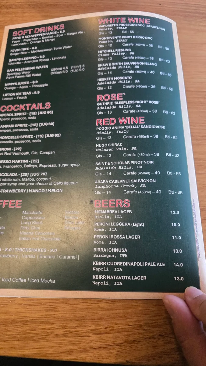 Menu, Est Ovest - Osteria | Caffe' | Aperitivo Bar