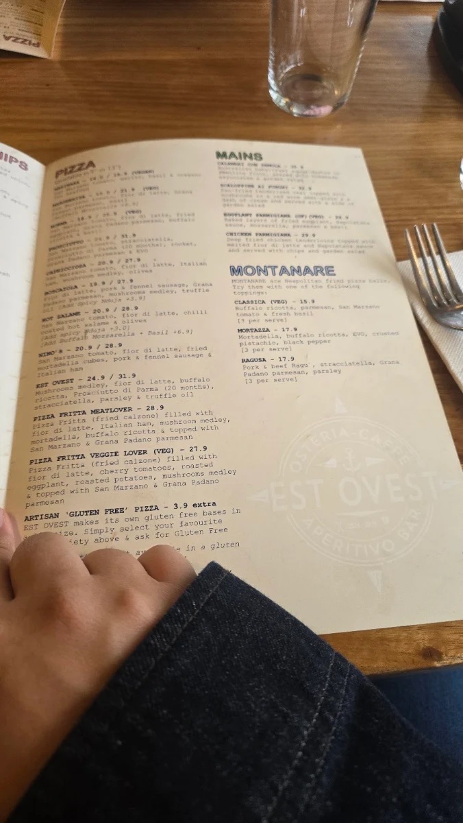 Menu, Est Ovest - Osteria | Caffe' | Aperitivo Bar