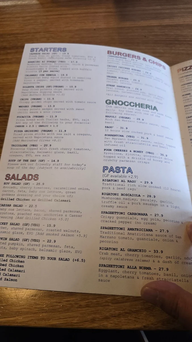 Menu, Est Ovest - Osteria | Caffe' | Aperitivo Bar