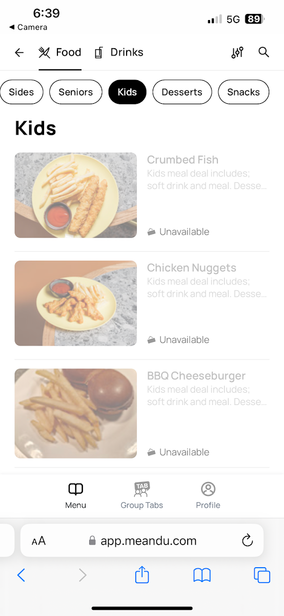 Menu, Albany Creek Tavern