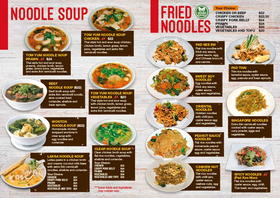 Menu, 12th Avenue Cafe & Thai