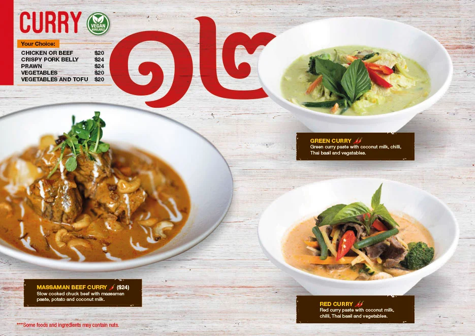 Menu, 12th Avenue Cafe & Thai