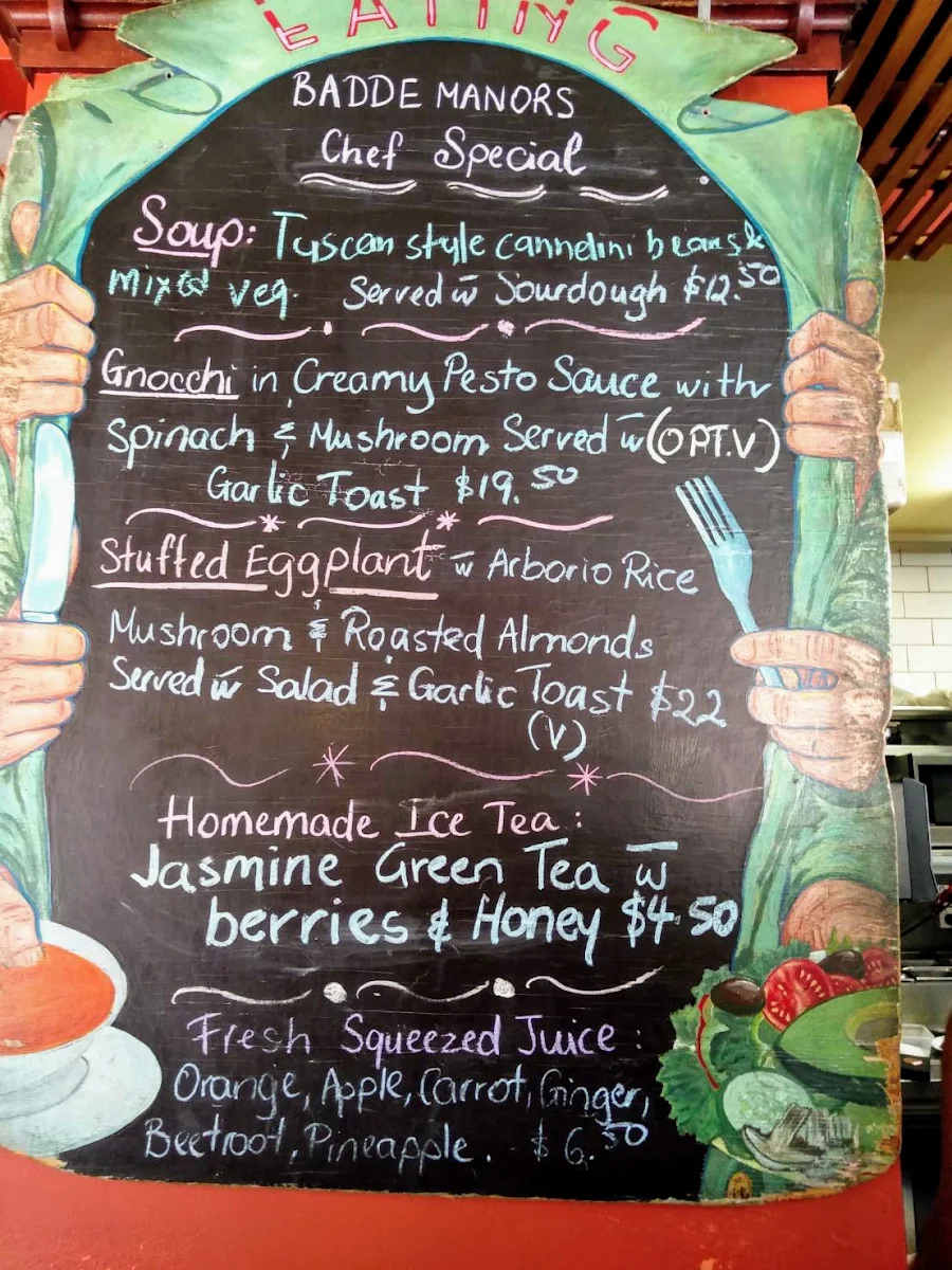 Menu, Goode Manors