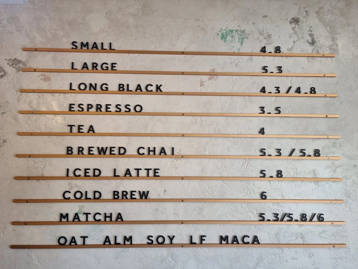 Menu, Fieldwork Espresso Bar - Laurieton
