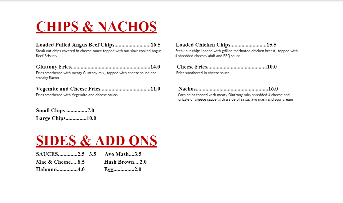 Menu, Gluttony