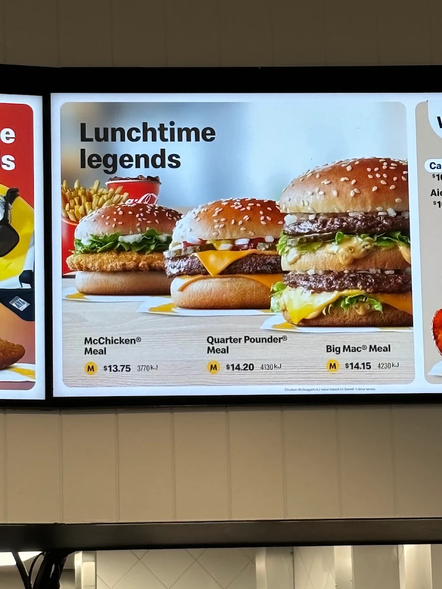 Menu, McDonald's Cairns Central