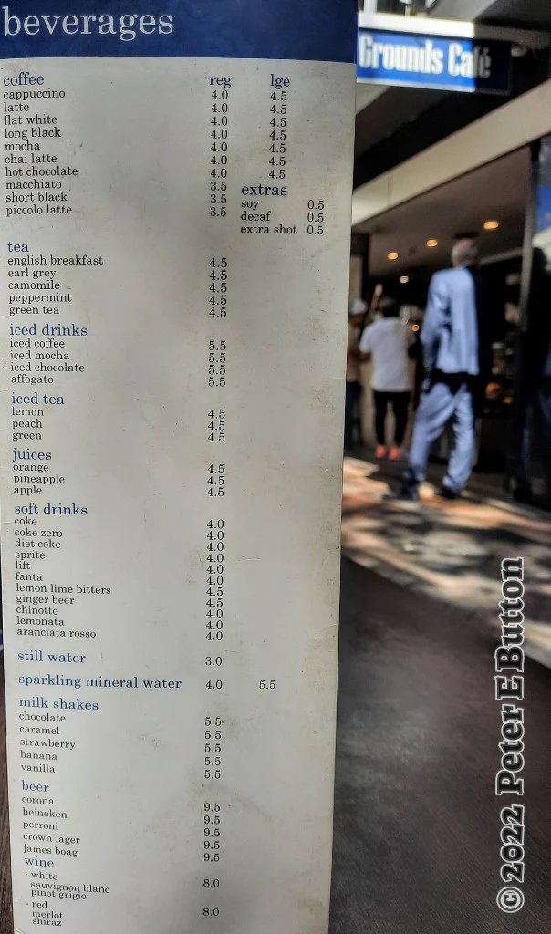 Menu, Legal Grounds Cafe