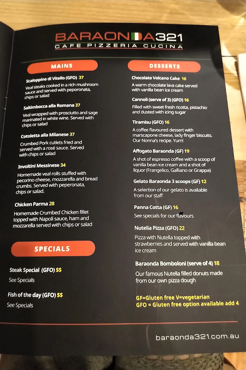 Menu, CHICCI