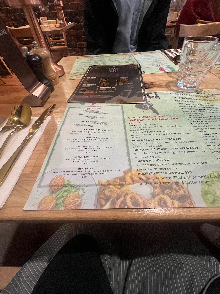Menu, CHICCI