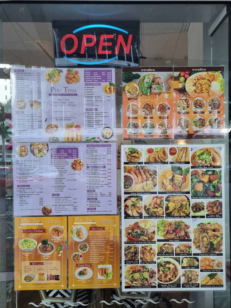 Menu, Phu Thai Restaurant